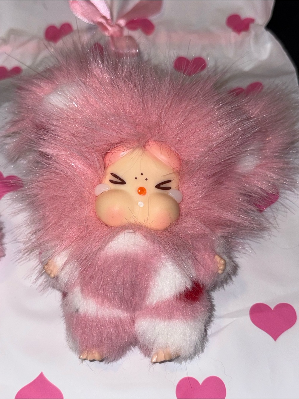 Custom Mini Pink CryBBY Bear Plush with Cute Face